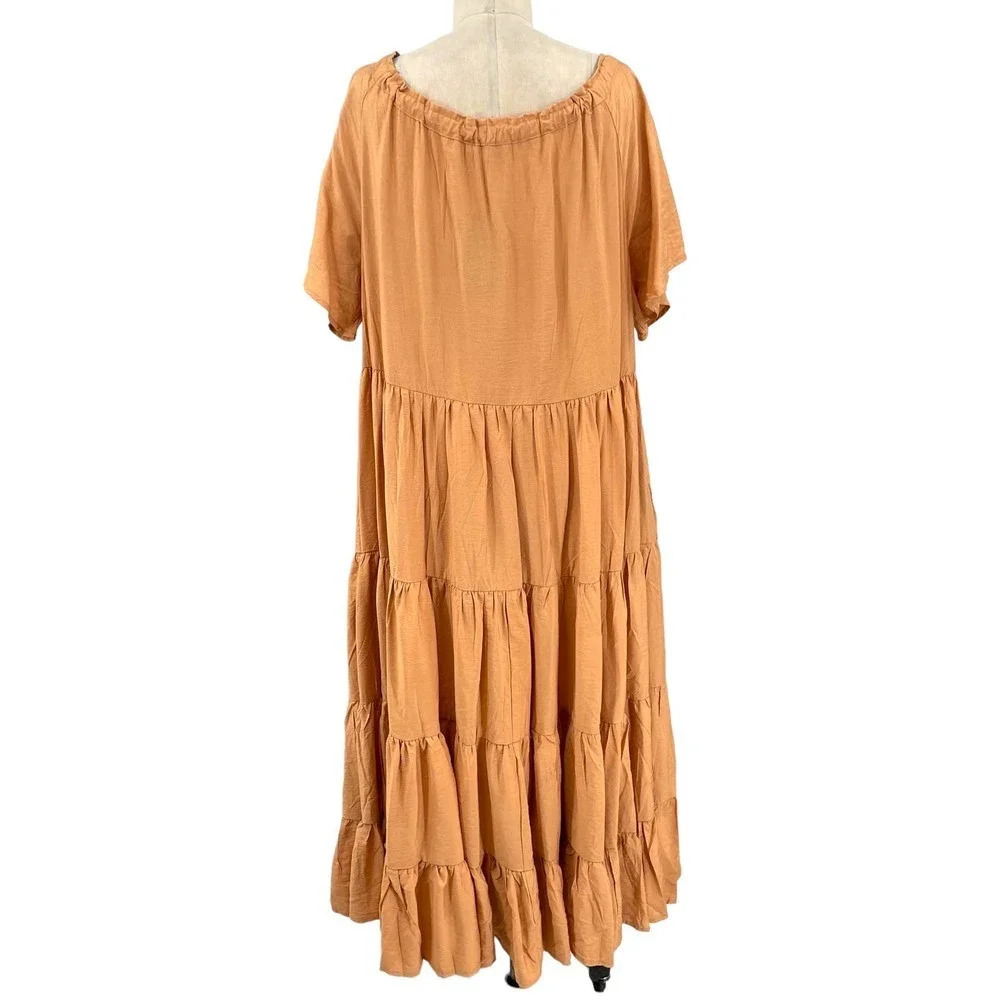 Lulus Present Moment Light Orange‎ Bow Front Tiered Maxi Dress Size Large - Picture 4 of 10